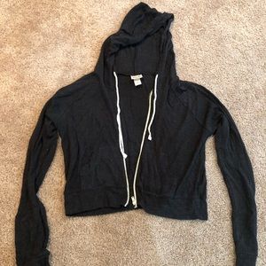 Black Cropped Hooded Jacket